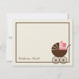 Sweet Baby Carriage Baby Hartelijk dank - Roze Notitiekaartje