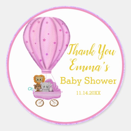 Sweet Baby Carriage Hot Air Ballon Hartelijk dank Ronde Sticker (Voorkant)