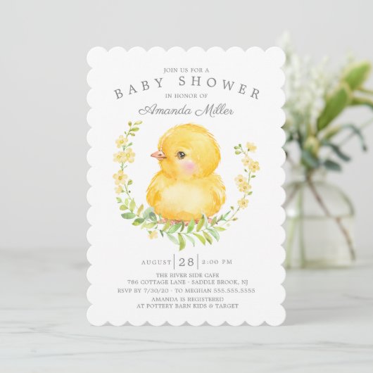 Sweet Baby Chick Neutraal Baby shower Kaart (Staand voorkant)