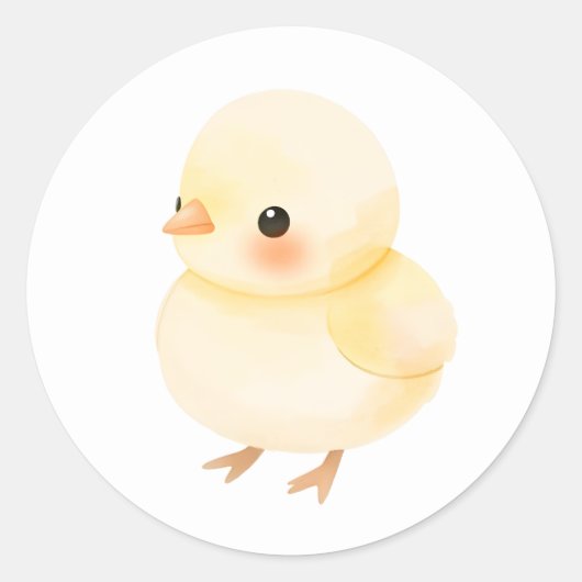 Sweet Baby Chick Waterverf Illustratie Sticker (Voorkant)
