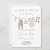 Sweet Baby Clothesline Baby shower Kaart (Voorkant)