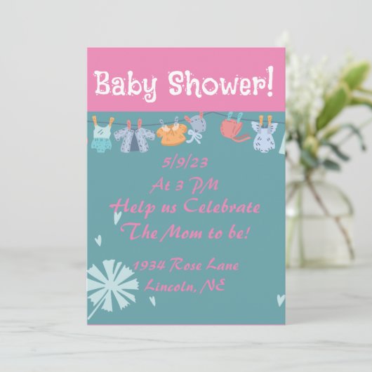 Sweet Baby Clothesline Shower Kaart (Staand voorkant)