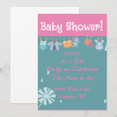 Sweet Baby Clothesline Shower Kaart (Voorkant / Achterkant)