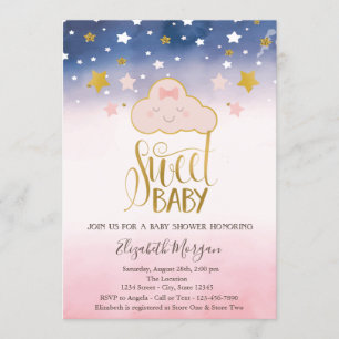 Sweet Baby Cloud Stars Baby shower Kaart