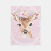 Sweet Baby Deer met Bloemenkroon | roze kinderkame Fleece Deken (Voorkant)
