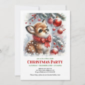 Sweet baby deer watercolor Christmas invite digita Kaart (Voorkant)