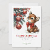 Sweet baby deer winter scene snowy forest greeting feestdagenkaart (Voorkant)