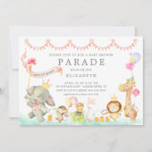 Sweet Baby Dieren Parade Baby shower Uitnodiging (Voorkant)