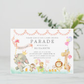 Sweet Baby Dieren Parade Baby shower Uitnodiging (Staand voorkant)