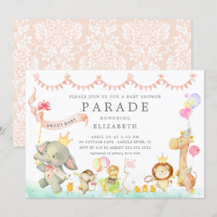 Sweet Baby Dieren Parade Baby shower Uitnodiging