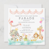 Sweet Baby Dieren Parade Baby shower Uitnodiging (Voorkant)