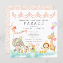 Sweet Baby Dieren Parade Baby shower Uitnodiging