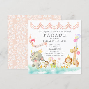 Sweet Baby Dieren Parade Baby shower Uitnodiging