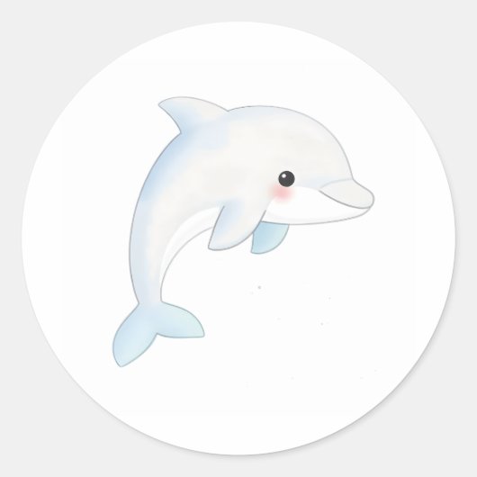 Sweet Baby Dolphin Calf Sticker Waterverf (Voorkant)