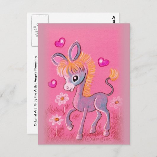 Sweet Baby Donkey met hart Briefkaart (Voorkant / Achterkant)