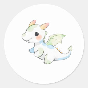 Sweet Baby Dragon Waterverf Illustratie Sticker