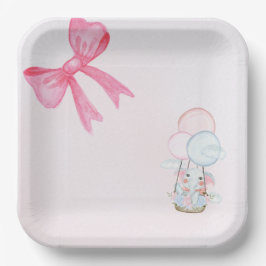 Sweet Baby Elephant Balloon – Pastel Baby Shower Papieren Bordje