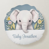 Sweet Baby Elephant Rond Kussen (Achterkant)