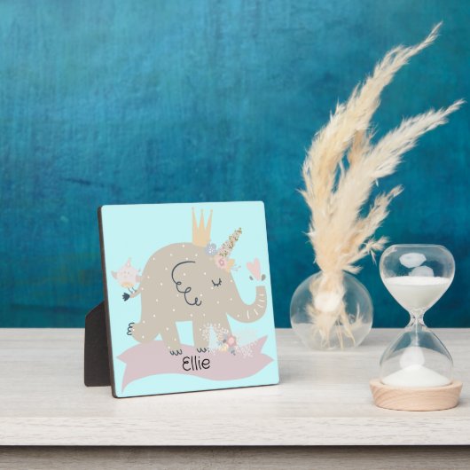 Sweet Baby Elephant Unicorn - Aangepaste naam Fotoplaat (Insitu)