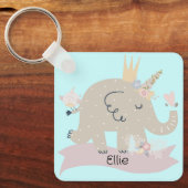 Sweet Baby Elephant Unicorn - Aangepaste naam Sleutelhanger (Voorkant)