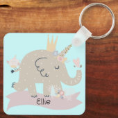 Sweet Baby Elephant Unicorn - Aangepaste naam Sleutelhanger (Achterkant)