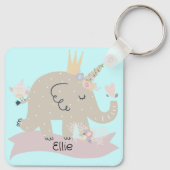 Sweet Baby Elephant Unicorn - Aangepaste naam Sleutelhanger (Achterkant)