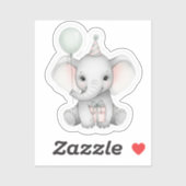 Sweet Baby Elephant verjaardagsfeest Sticker (Vel)