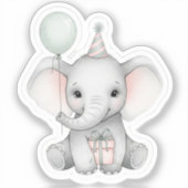 Sweet Baby Elephant verjaardagsfeest Sticker (Voorkant)