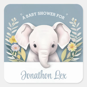 Sweet Baby Elephant Vierkante Sticker