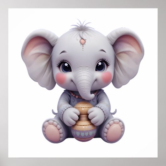 Sweet Baby Elephant Wall Art - Kwekerij Poster voo (Voorkant)