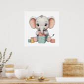Sweet Baby Elephant Wall Art – Nursery Poster  (Keuken)