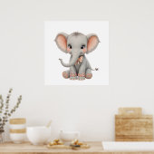 Sweet Baby Elephant Wall Art – Nursery Poster  (Keuken)