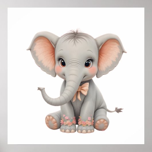 Sweet Baby Elephant Wall Art – Nursery Poster  (Voorkant)
