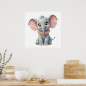 Sweet Baby Elephant Wall Art – Nursery Poster (Keuken)