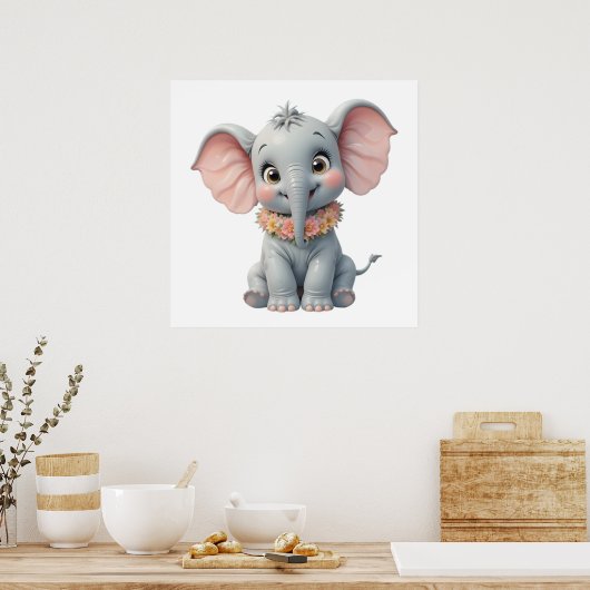 Sweet Baby Elephant Wall Art – Nursery Poster  (Keuken)