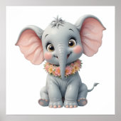 Sweet Baby Elephant Wall Art – Nursery Poster  (Voorkant)