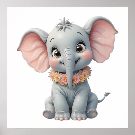 Sweet Baby Elephant Wall Art – Nursery Poster (Voorkant)