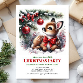 Sweet baby fawn Christmas kids invitation editable Kaart