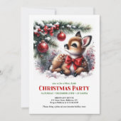 Sweet baby fawn Christmas kids invitation editable Kaart (Voorkant)