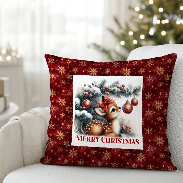 Sweet Baby Fawn Winter Scene Kids Room Decor Xmas Kussen (Sweet Baby Fawn Winter Scene Kids Room Decor Christmas Pillow

)