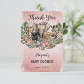 Sweet Baby Girl Animals Tropical Safari Bedankkaart (Staand voorkant)