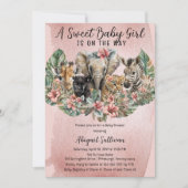 Sweet Baby Girl Animals Tropical Safari Shower Kaart (Voorkant)