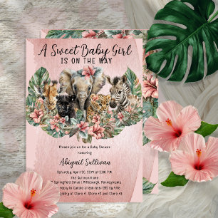 Sweet Baby Girl Animals Tropical Safari Shower Kaart