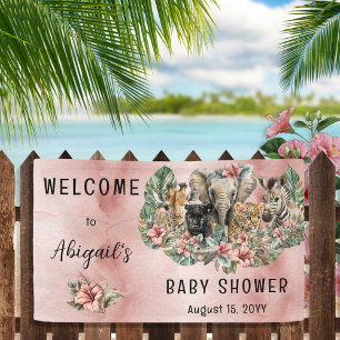 Sweet Baby Girl Animals Tropical Safari Shower Spandoek