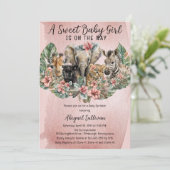 Sweet Baby Girl Animals Tropical Safari Sprinkle Kaart (Staand voorkant)