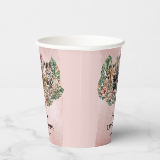 Sweet Baby Girl Animals Tropical Safari Sprinkle Papieren Bekers (Rechts)