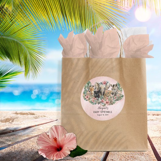 Sweet Baby Girl Animals Tropical Safari Sprinkle Ronde Sticker