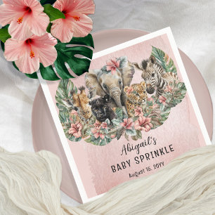 Sweet Baby Girl Animals Tropical Safari Sprinkle Servet
