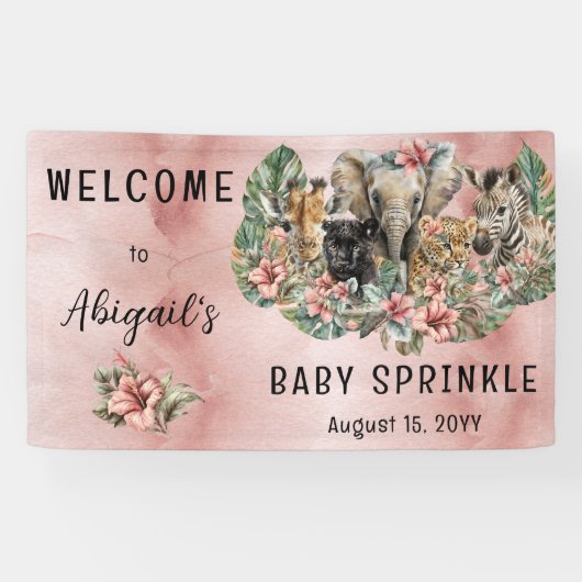 Sweet Baby Girl Animals Tropical Safari Sprinkle Spandoek (Horizontaal)