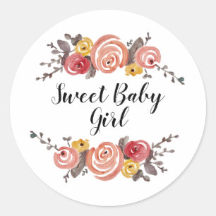 Sweet Baby Girl Baby shower Classic Round Sticker